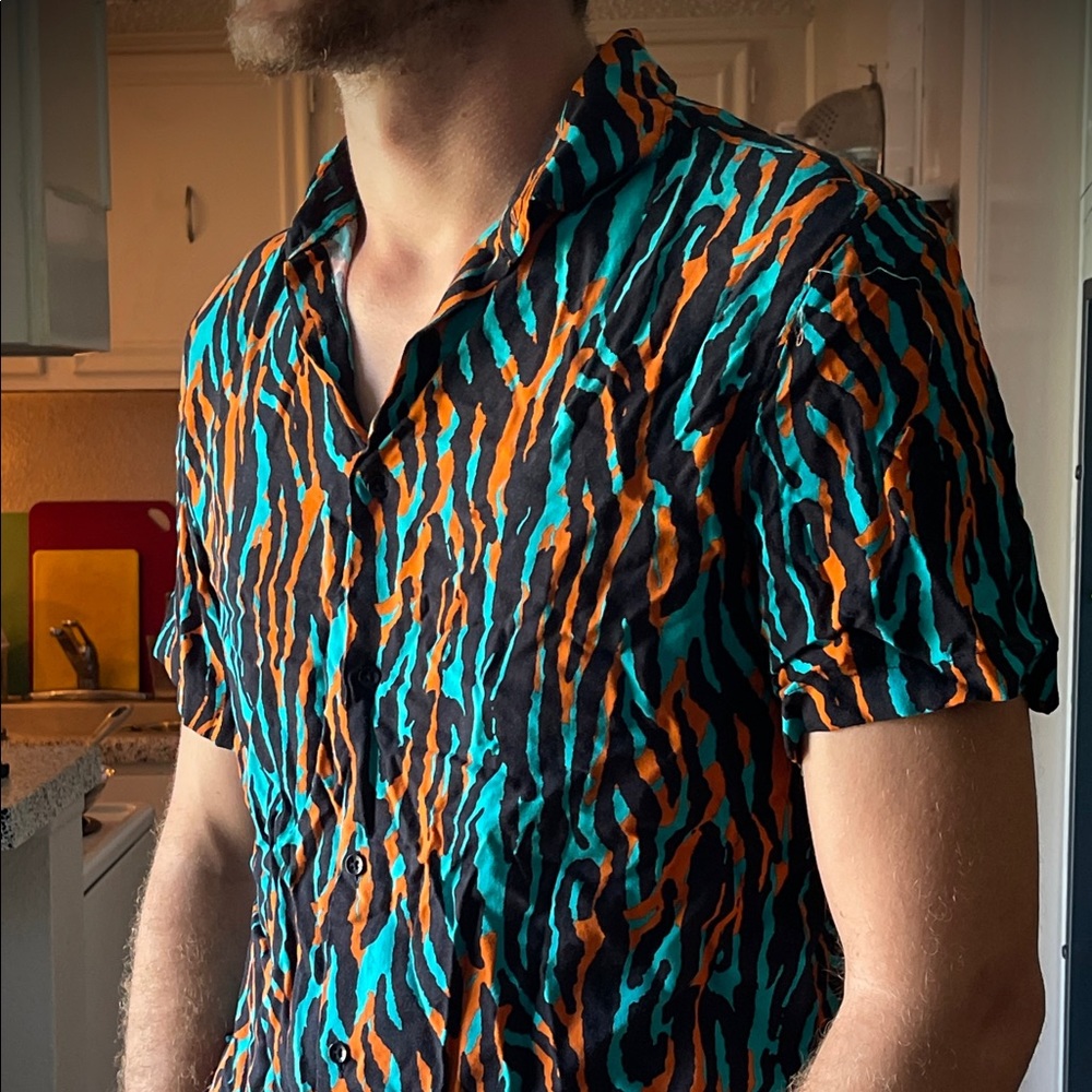 Zara Zebra short-sleeve button-up. Fits like Medium.
